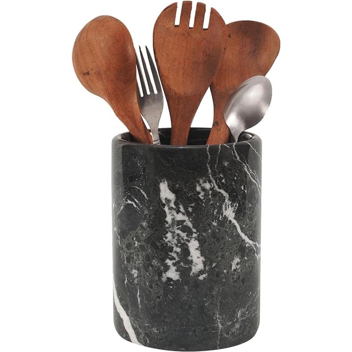 Organizador de utensilios de cocina de mármol hecho a