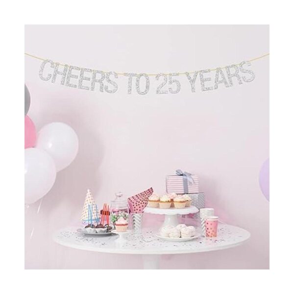Cartel de felicitación de 25 años con purpurina plateada y_4