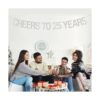 Cartel de felicitación de 25 años con purpurina plateada y_3