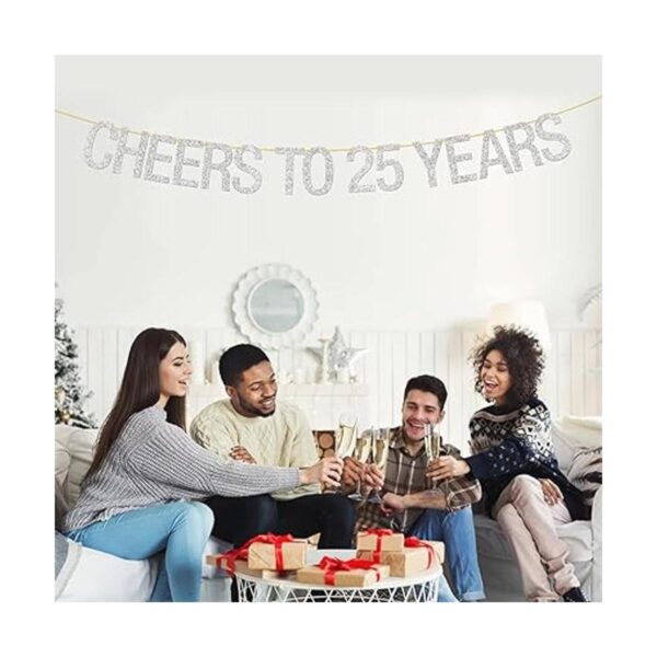 Cartel de felicitación de 25 años con purpurina plateada y_3