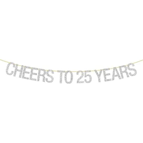Cartel de felicitación de 25 años con purpurina plateada y_1
