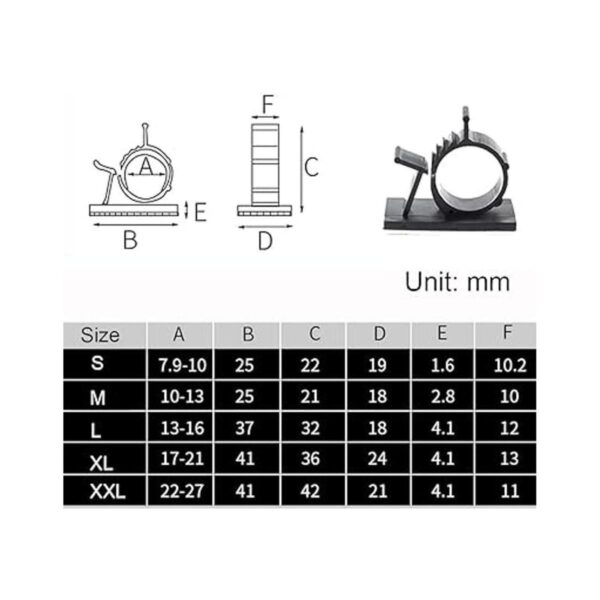 Paquete de 25 clips de cable ajustables de nailon para