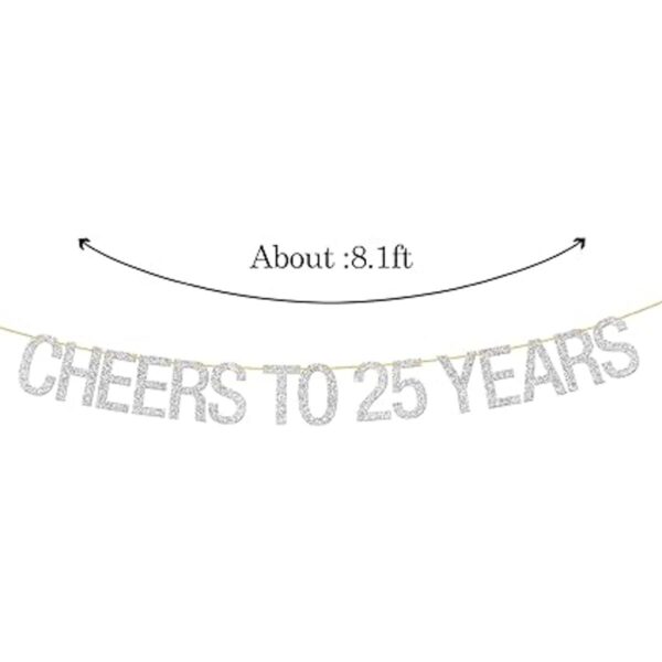 Cartel de felicitación de 25 años con purpurina plateada y_2