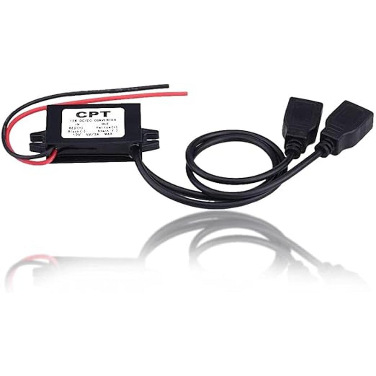 Keenso Convertidor DC impermeable de 3 A CC 12 V a CC 5
