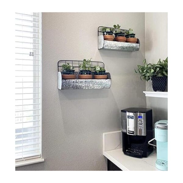 ShabbyDecor Juego de 2 estantes de metal galvanizado