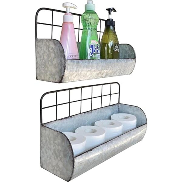 ShabbyDecor Juego de 2 estantes de metal galvanizado