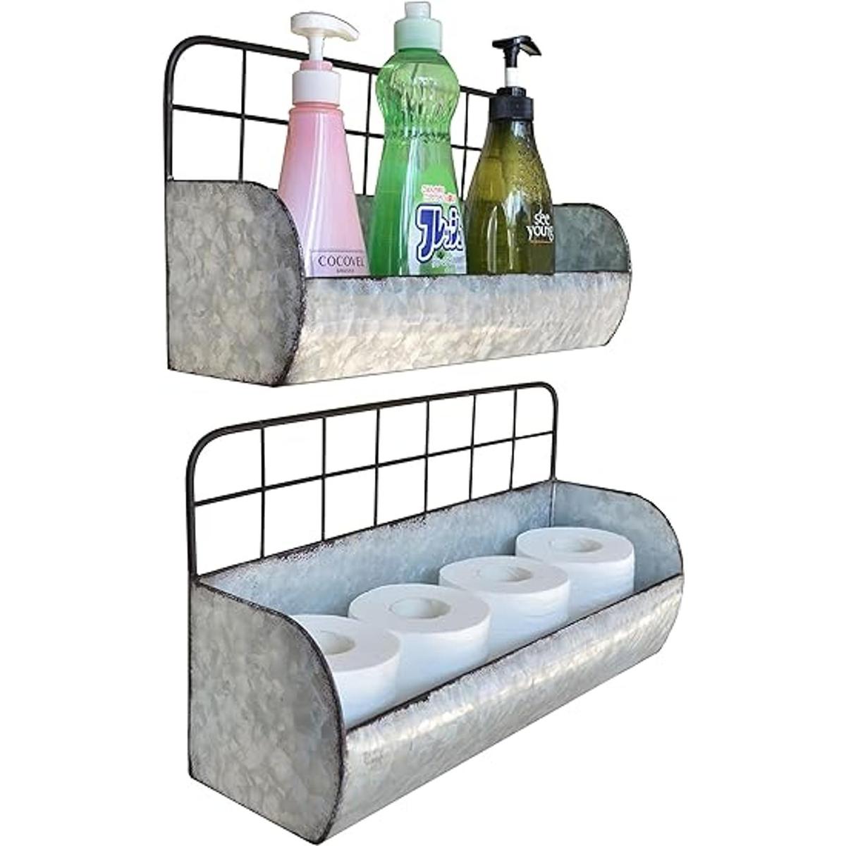 ShabbyDecor Juego de 2 estantes de metal galvanizado