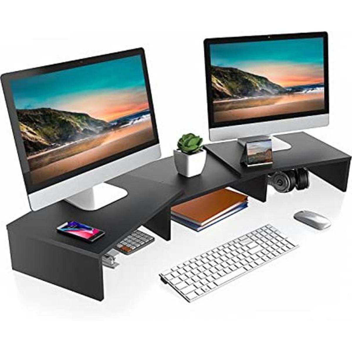 FITUEYES Soporte doble para monitor Elevador de monitor