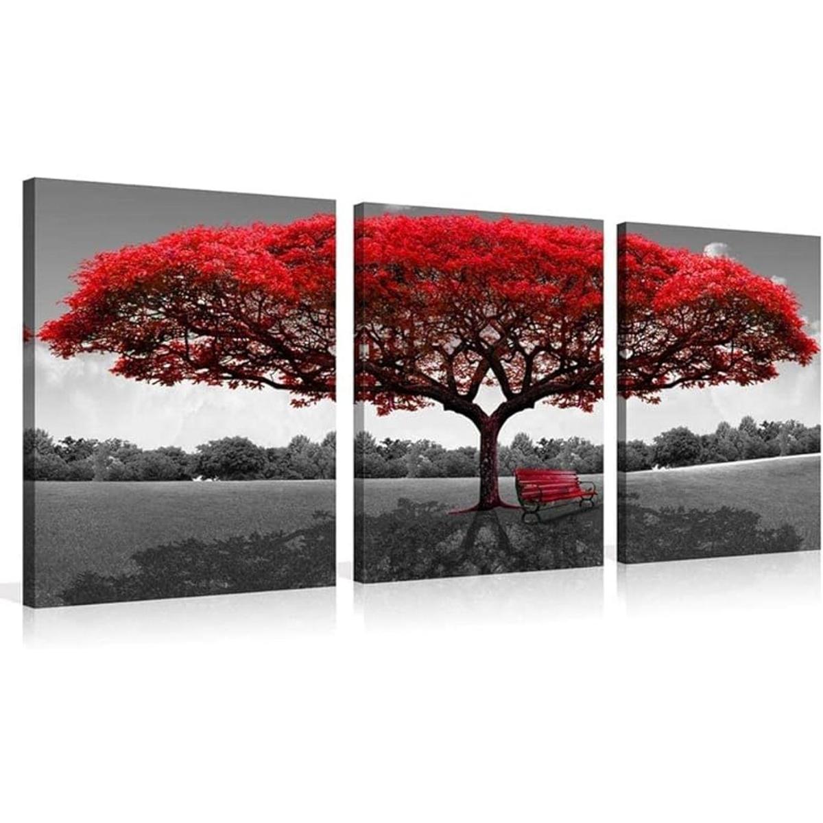 Cuadro de árbol rojo para decoración de pared impresiones