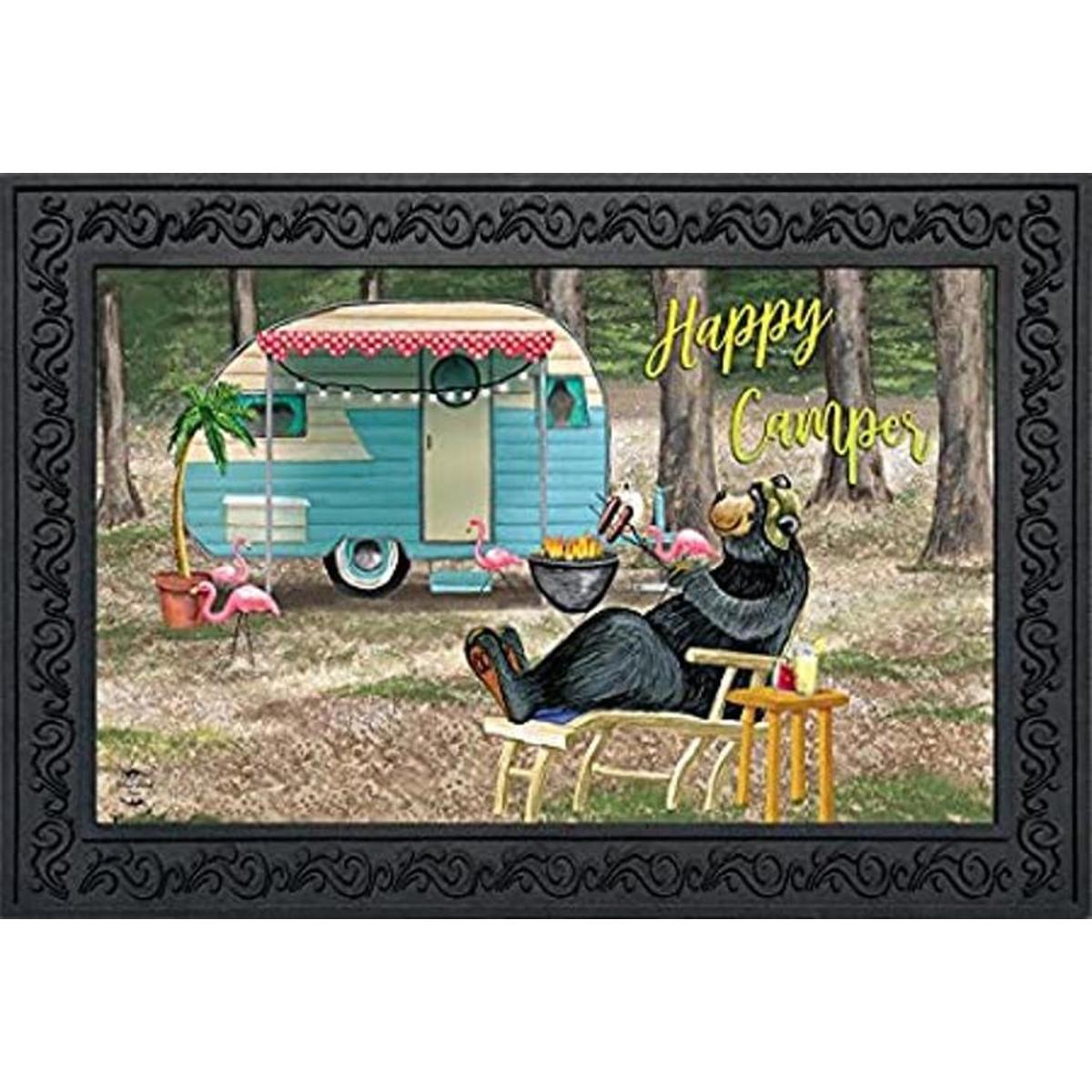 Felpudo de verano Happy Camper Bear para interiores y