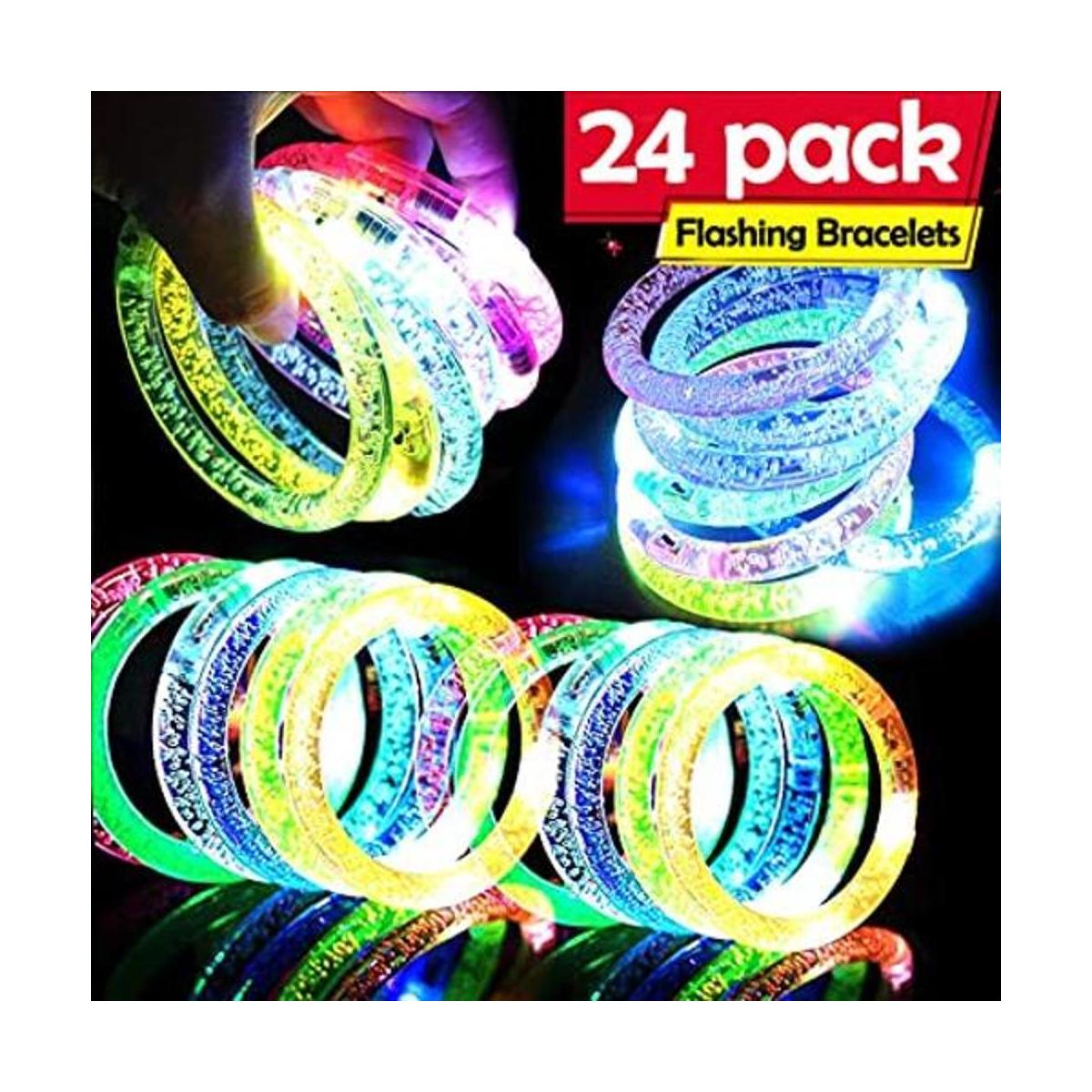 Paquete de 24 pulseras LED que brillan en la oscuridad