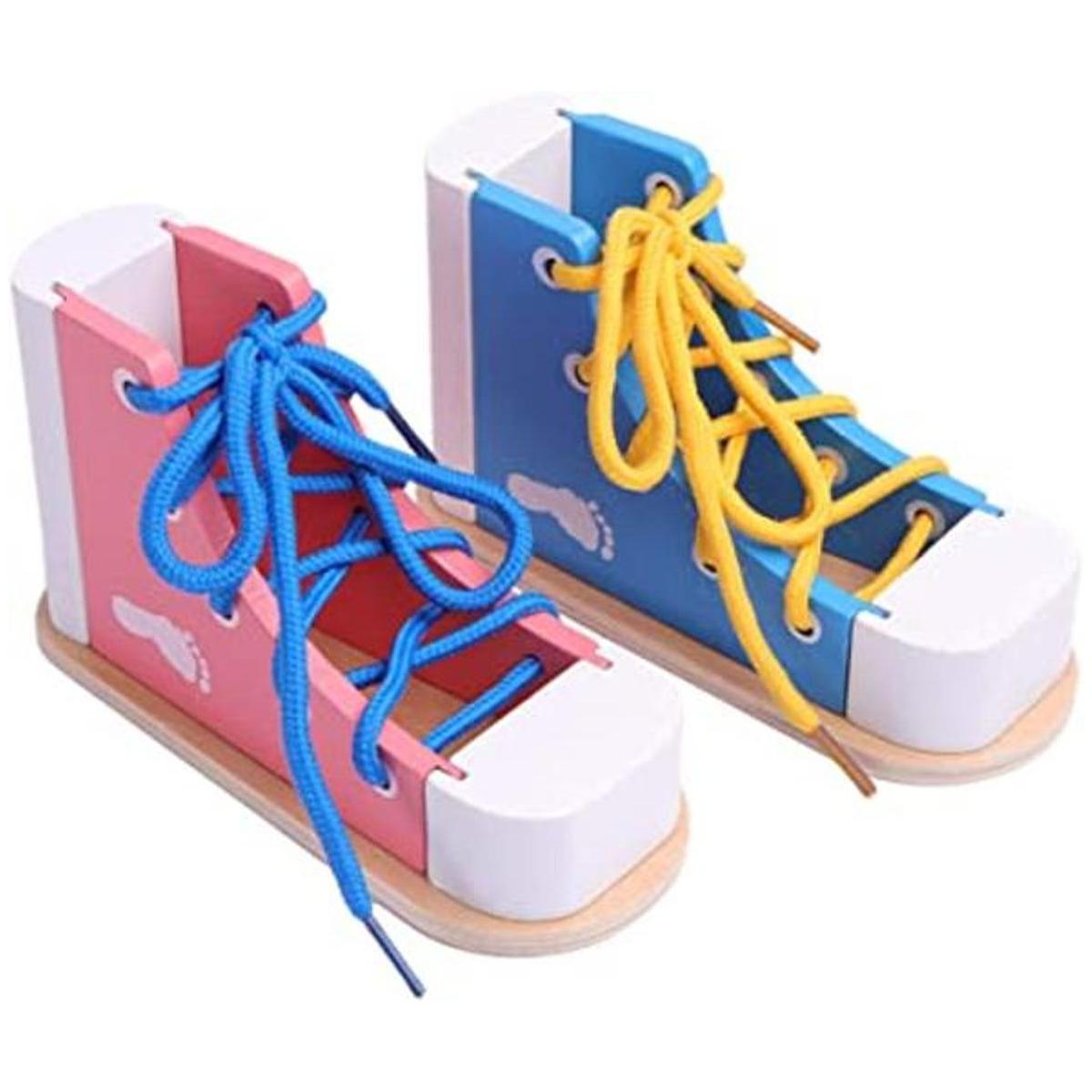 STOBOK 2 zapatillas de madera con cordones para aprender a