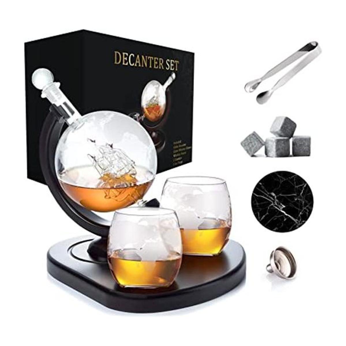 Juego de globos decantadores de whisky con 2 vasos de