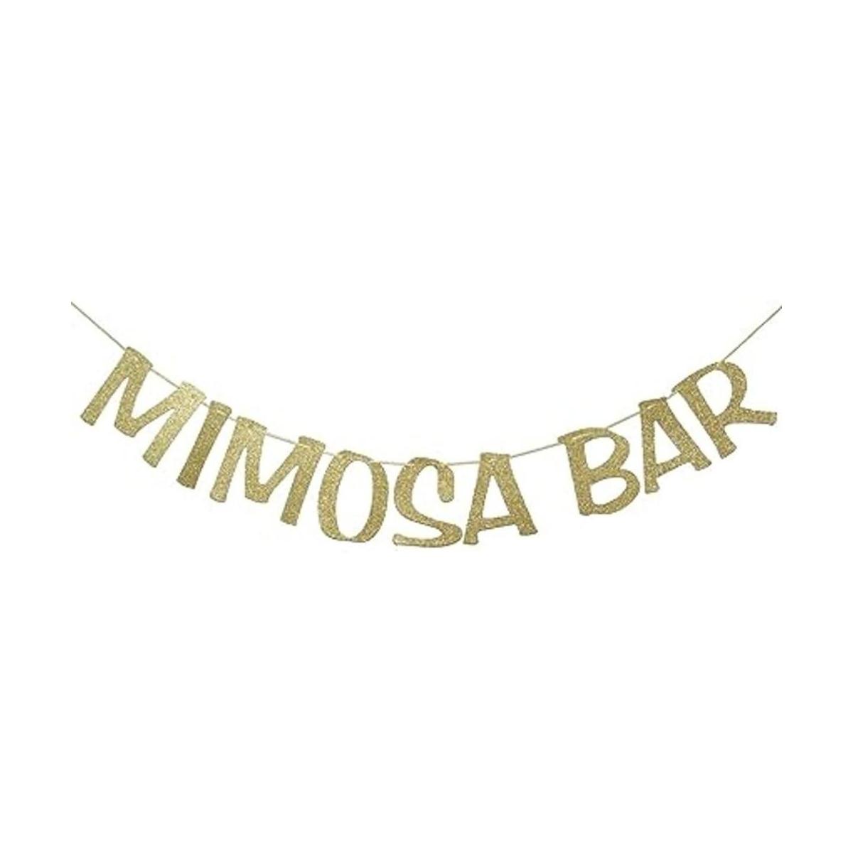 Mimosa Letrero de barra con purpurina dorada para