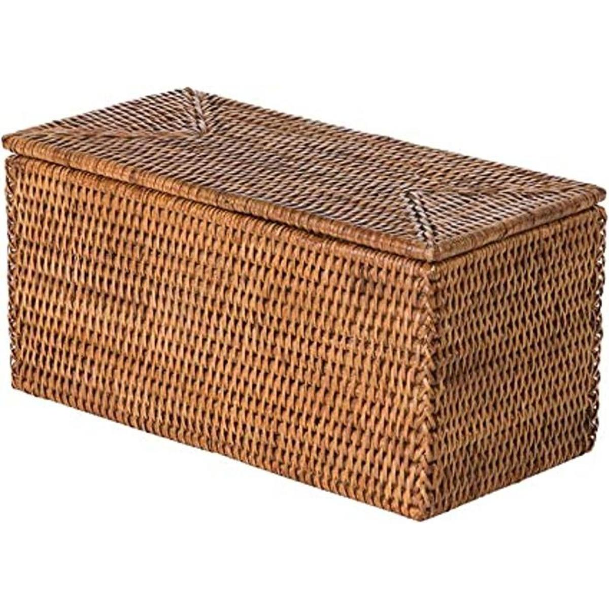 Kouboo La Jolla Caja rectangular de ratán color marrón