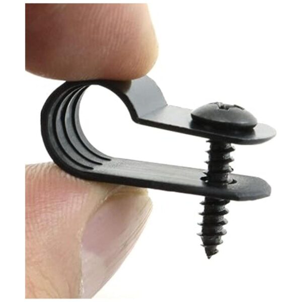 Heyous Abrazadera de cable tipo R de nailon con tornillo