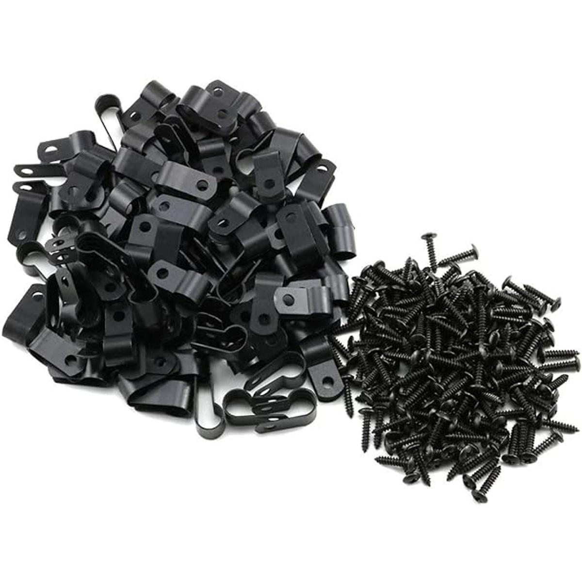 Heyous Abrazadera de cable tipo R de nailon con tornillo