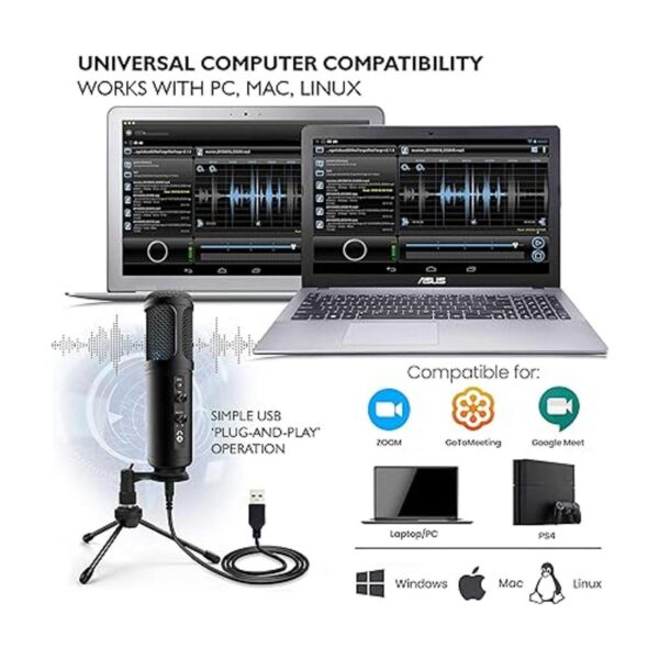 Micrófono condensador de grabación de PC USB LED azul_5