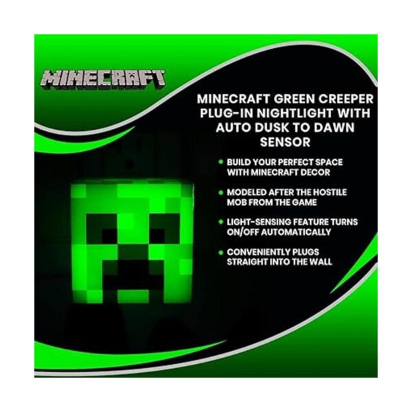 Minecraft Luz nocturna enchufable Green Creeper con sensor
