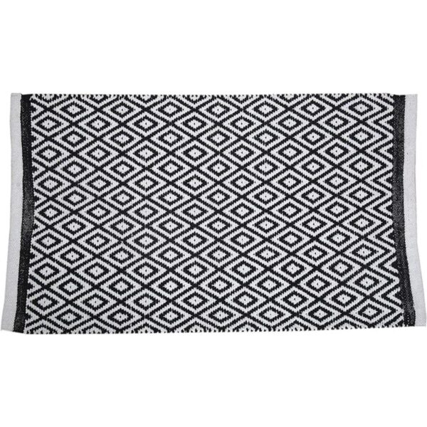 Alfombra pequeña de algodón blanco y negro para puerta de