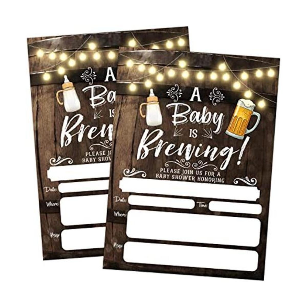 A Baby is Brewing Invitación para baby shower cerveza y