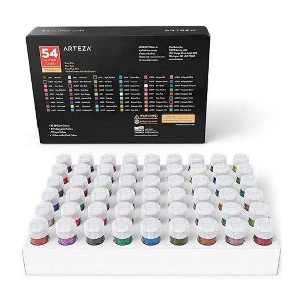 Arteza Brillantina fina juego de 54 colores tarros_5