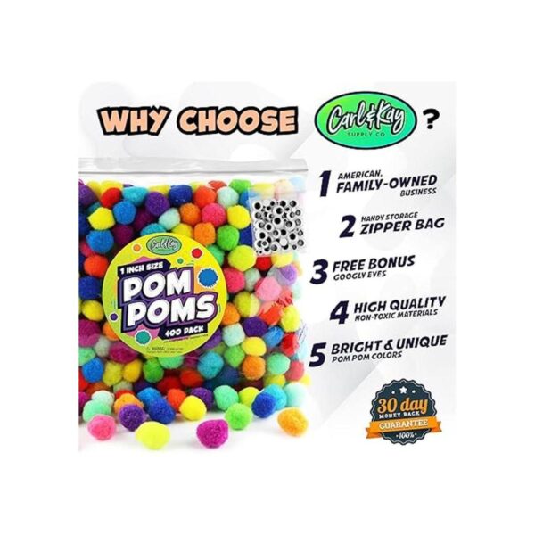 Carl Kay 400 piezas pompones de 350 de 1 pulgada y 50