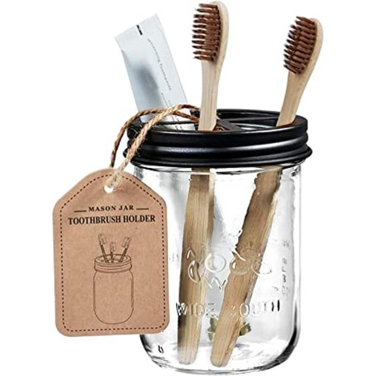Mason Jar Soporte para cepillos de dientes acero