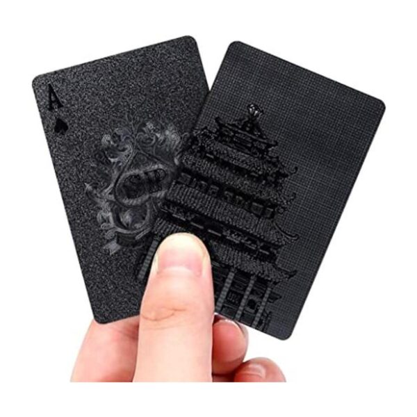 EAY Naipes de lujo color negro hechas de plástico_1