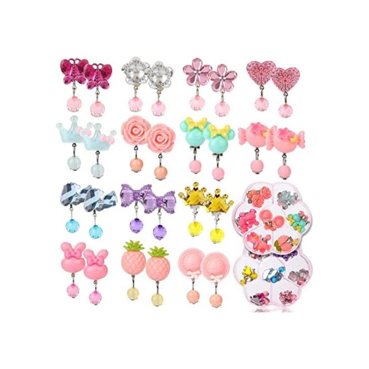 Hifot 14 pares de pendientes de clip para niñas