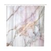 ArtSocket Cortina de ducha rosa y blanco patrón de mármol