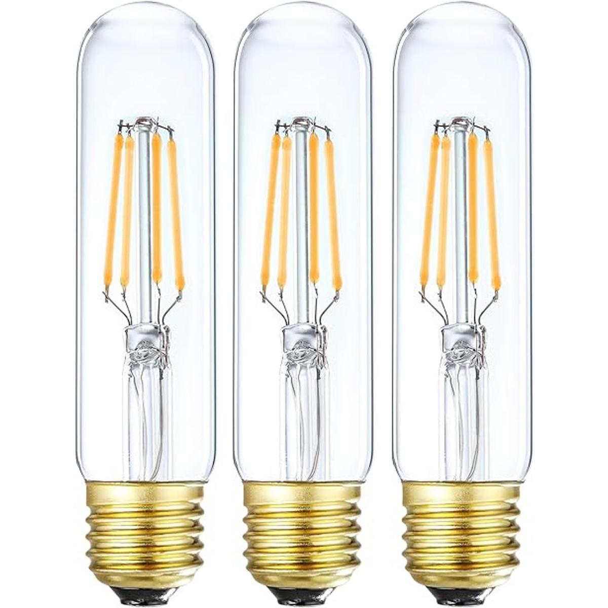 LEOOLS Bombilla de tubo LED de vidrio regulable Edison T10