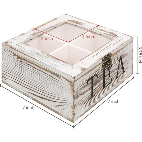 MyGift Caja de almacenamiento de té rústica de madera