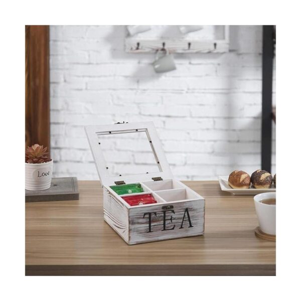 MyGift Caja de almacenamiento de té rústica de madera