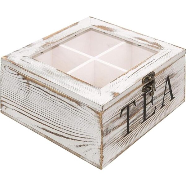 MyGift Caja de almacenamiento de té rústica de madera
