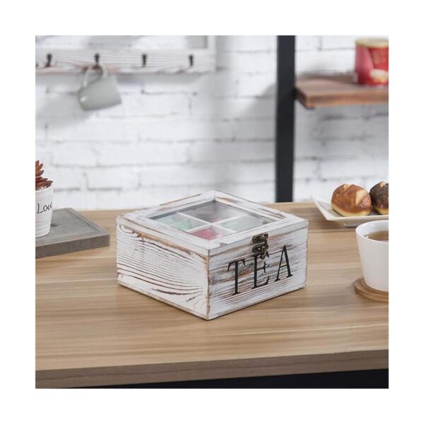 MyGift Caja de almacenamiento de té rústica de madera