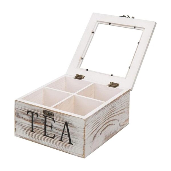 MyGift Caja de almacenamiento de té rústica de madera