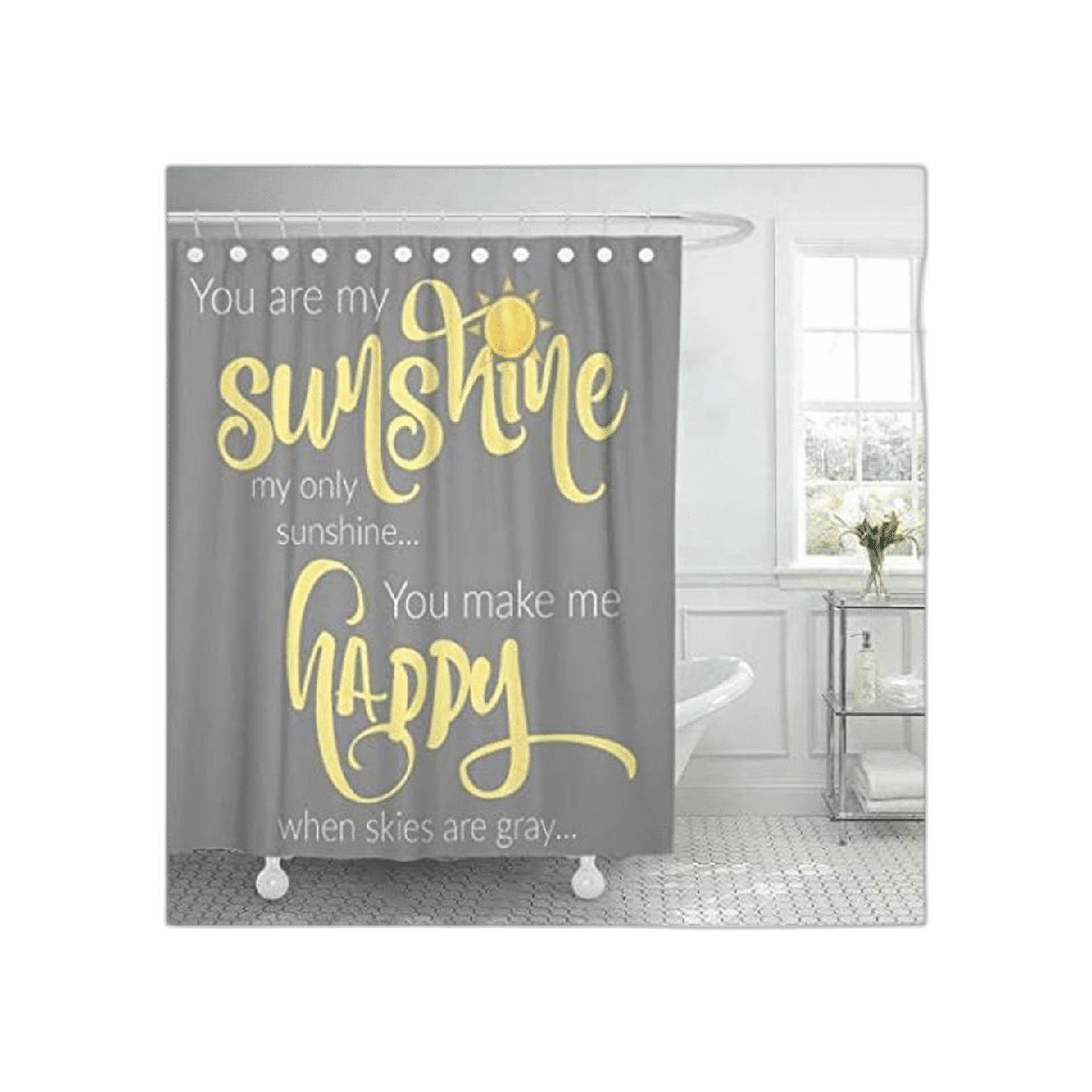 Semtomn Cortina de ducha You are My Sunshine amarillo