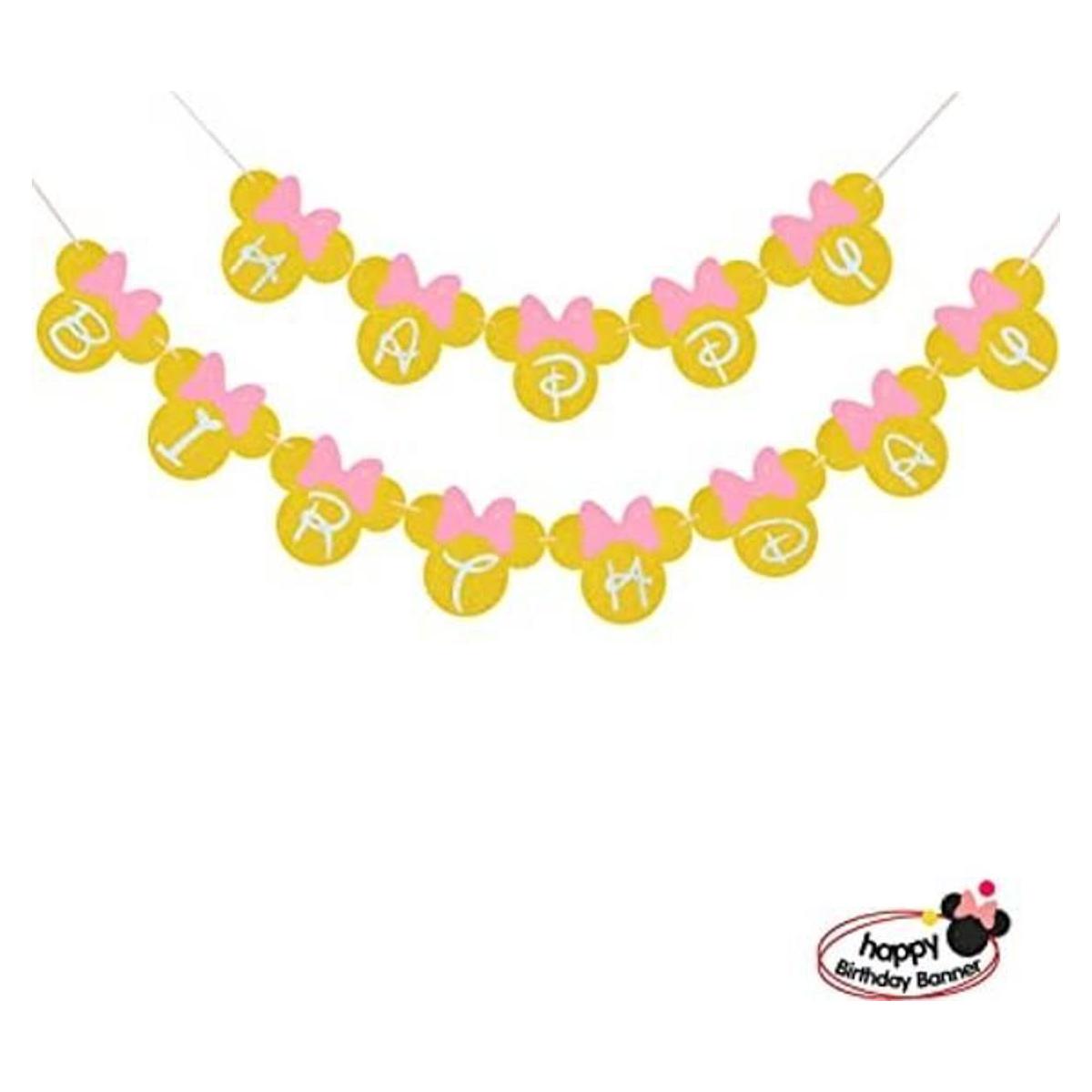 Bandera de cumpleaños rosa y dorado con purpurina para