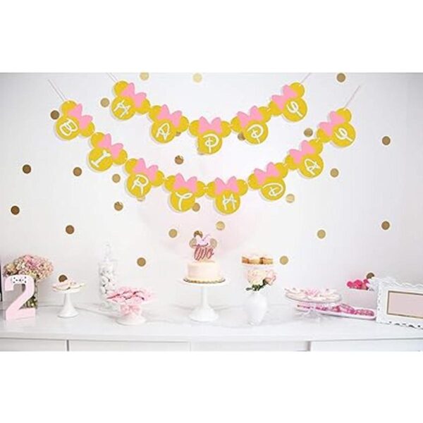 Bandera de cumpleaños rosa y dorado con purpurina para_4