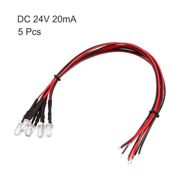 Uxcell 5 piezas de 0.197 in con cable LED blanco DC24V_2