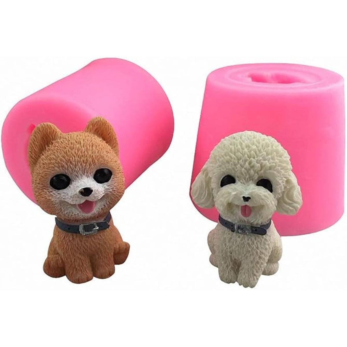 Molde de silicona para velas de cachorro en 3D 2 unidades