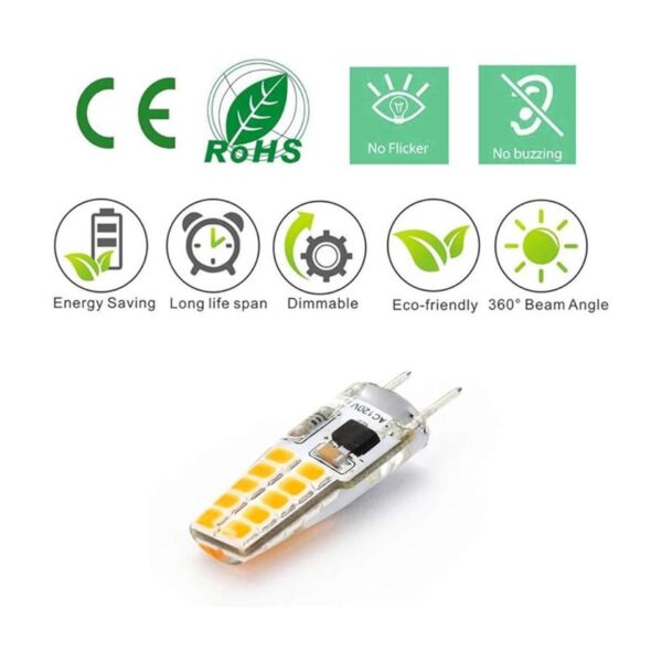 Bombilla LED G8 regulable equivalente a halógeno de 20 W