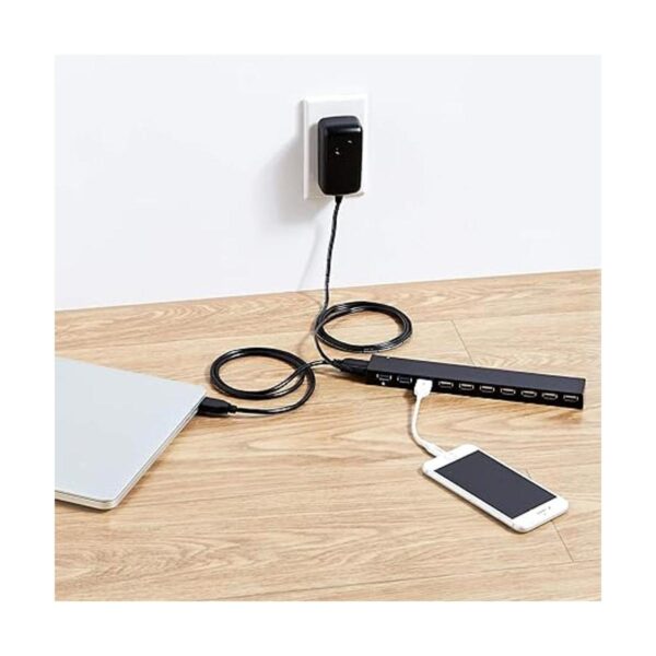 HUB USB 3.0 de 10 puertos con adaptador de CA negro_5