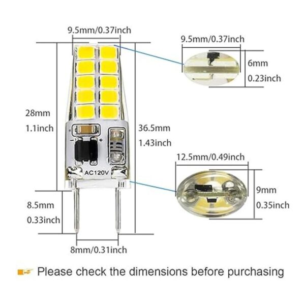 Bombilla G8 Mini T4 JCD tipo 120 V luz diurna blanca_2