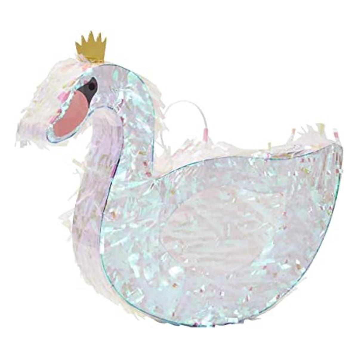 Piñata de cisne blanca iridiscente para niñas decoración