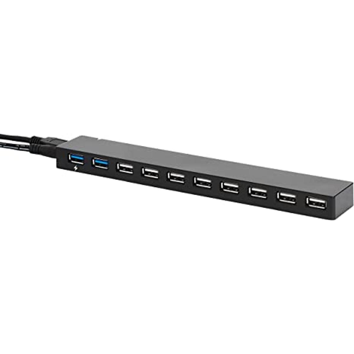 HUB USB 3.0 de 10 puertos con adaptador de CA negro