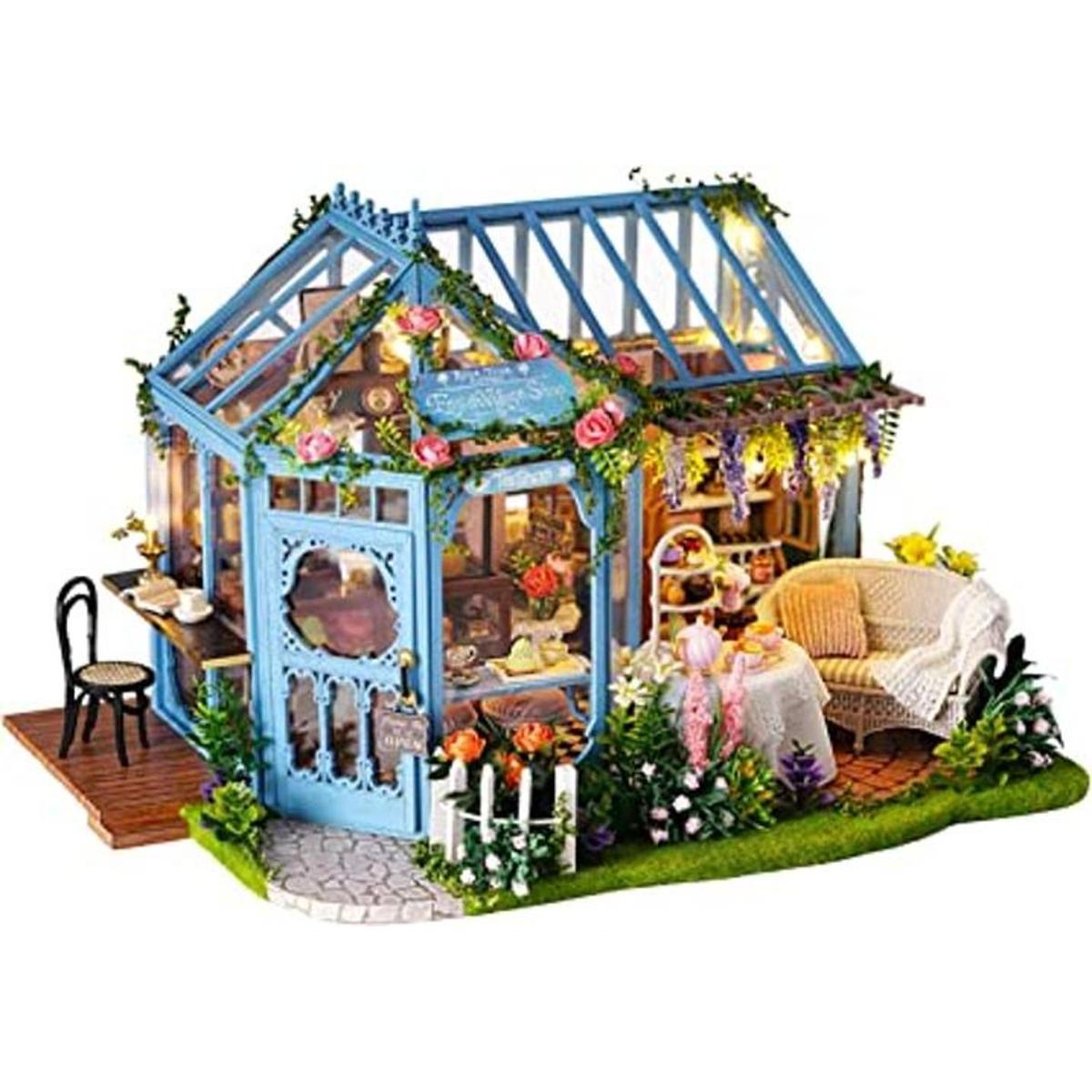 Kisoy Casa de muñecas romántica y linda kit de bricolaje