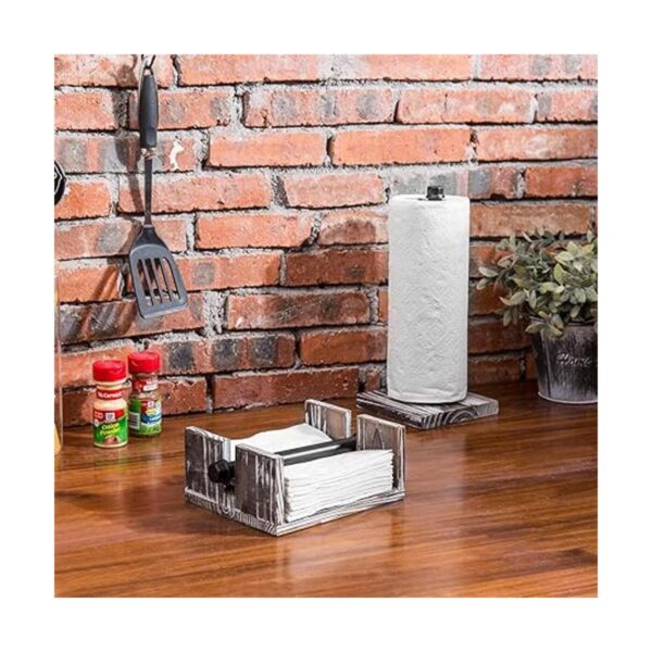MyGift Torched Wood and Industrial Metal Paper Towel and