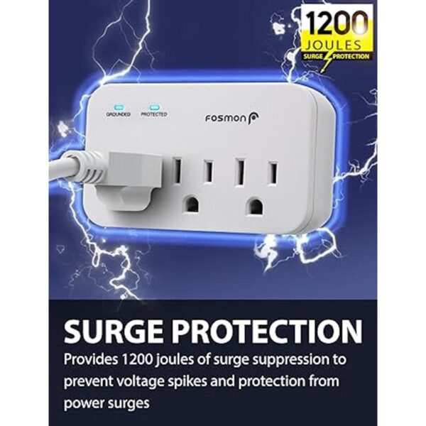Fosmon Protector de sobretensión de 3 salidas paquete de_2